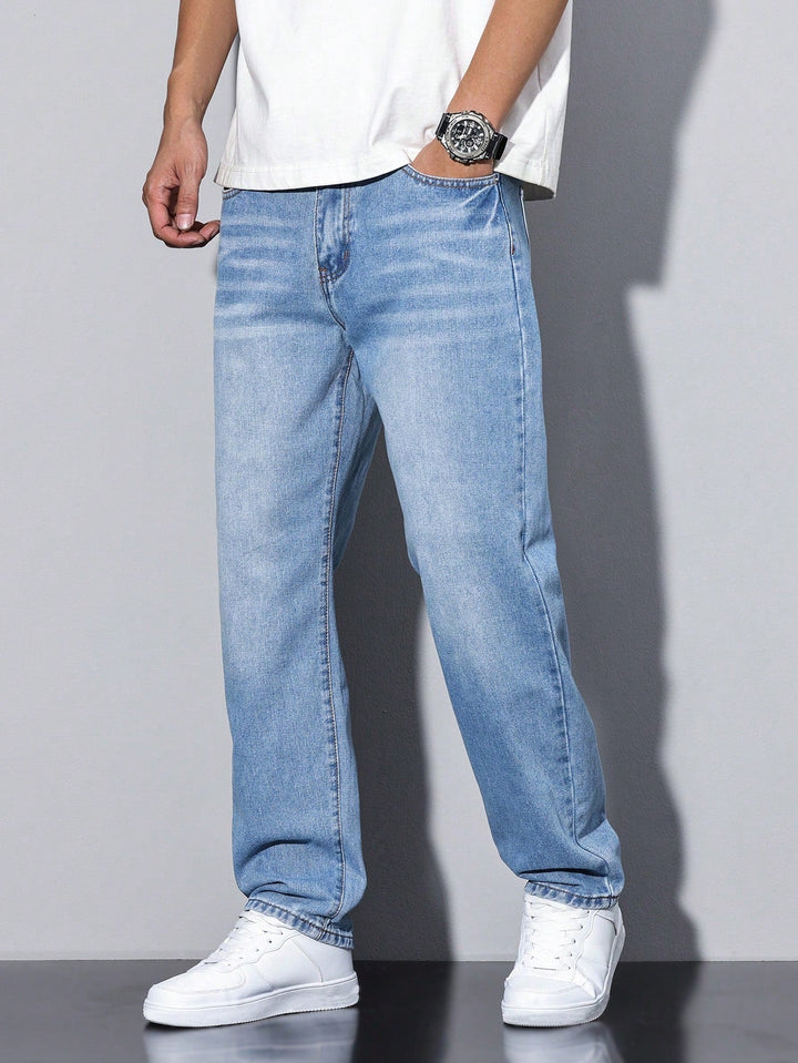 Herren Jeans In Effen Farbe Mit Geradem Schnitt