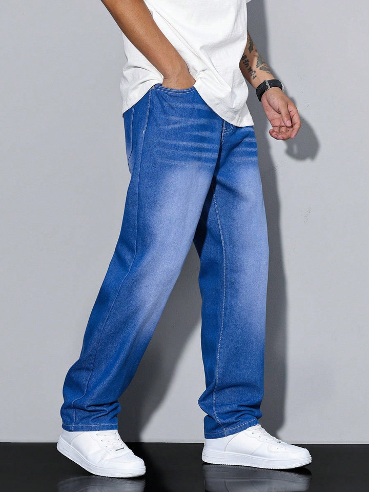 Herren Jeans In Effen Farbe Mit Geradem Schnitt