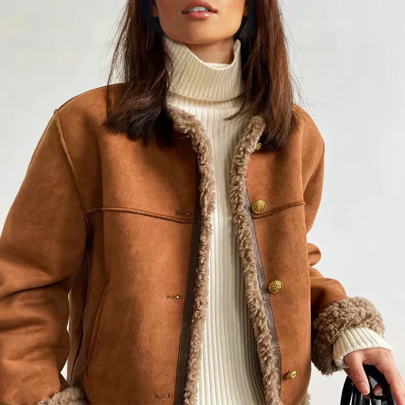 Damen Shearlingjacke Aus Echtem Schaffell