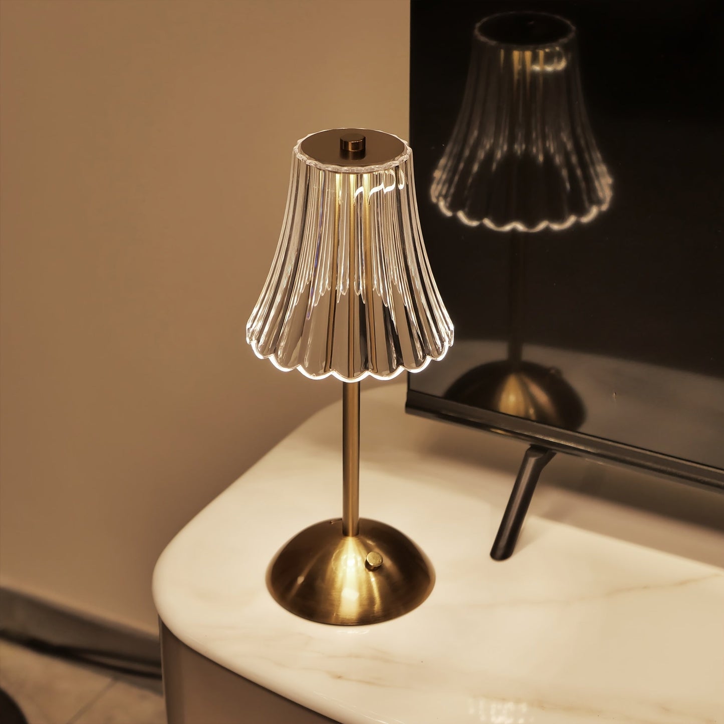 Kristall-Tischlampe mit LED und Touch-Bedienung