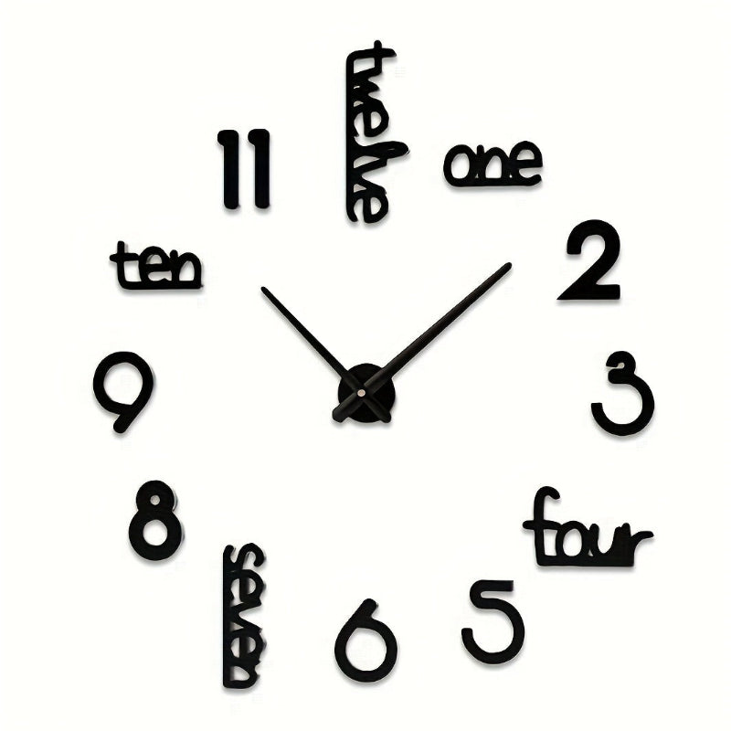 Moderne 3D Wanduhr ohne Rahmen für Wohnzimmer