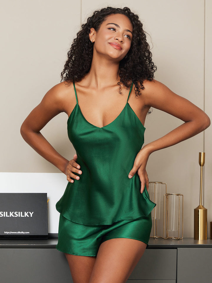 Damen Satin Pyjama Set Mit Ärmellosem Design