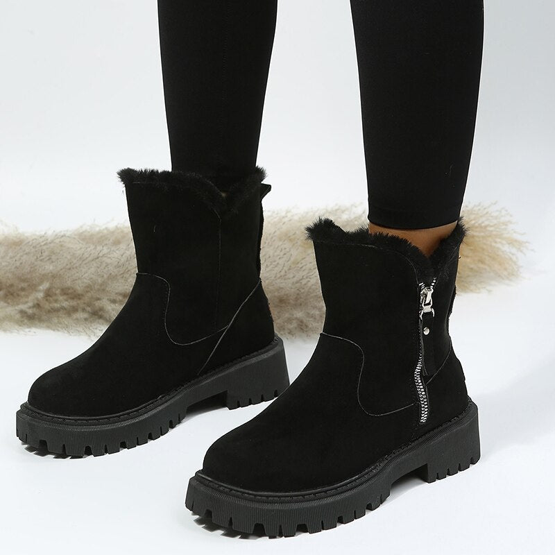 Damen Stiefeletten Mit Reißverschluss Und Profilsohle