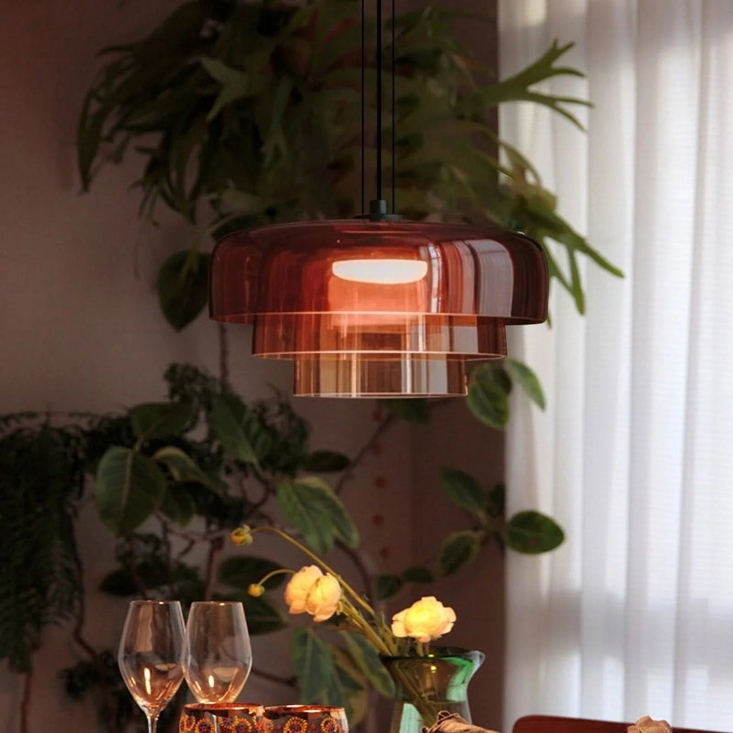 Moderne Pendelleuchte aus Glas & Metall – LED Hängeleuchte mit Warmlicht für Küche & Esszimmer