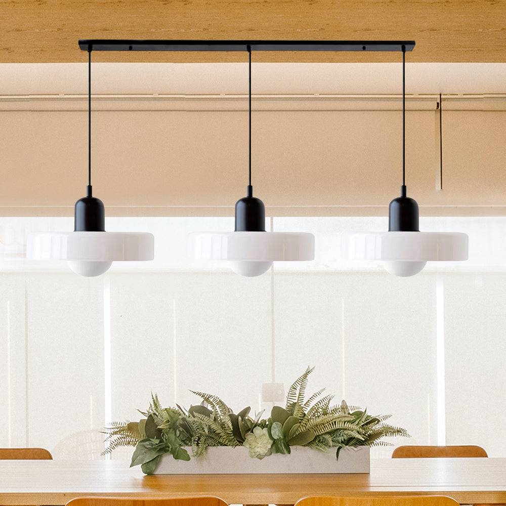 LED Pendelleuchte mit farbigen Glasschirmen für Wohnzimmer und Esszimmer