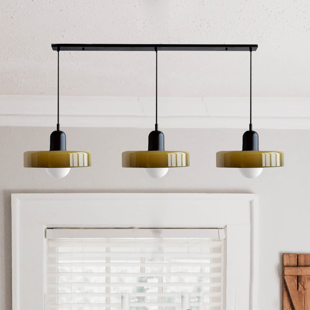 LED Pendelleuchte mit farbigen Glasschirmen für Wohnzimmer und Esszimmer