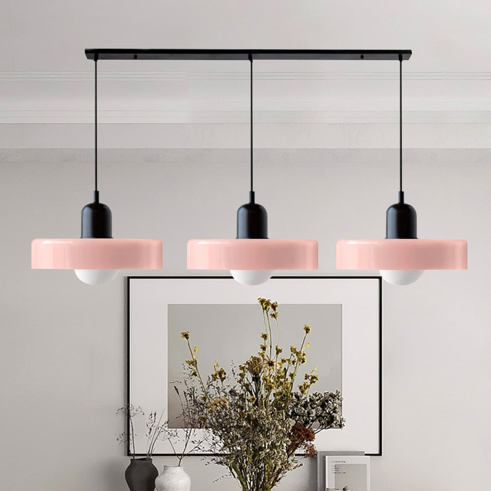 LED Pendelleuchte mit farbigen Glasschirmen für Wohnzimmer und Esszimmer