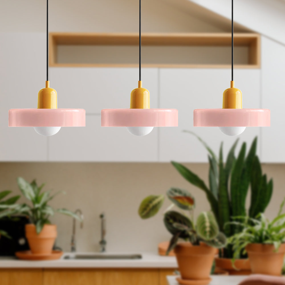 LED Pendelleuchte mit farbigen Glasschirmen für Wohnzimmer und Esszimmer