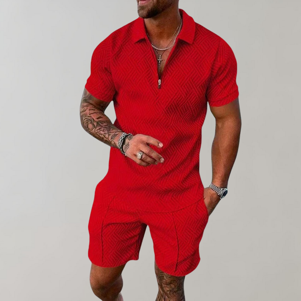 Herren Sommer Set Mit Poloshirt Und Shorts