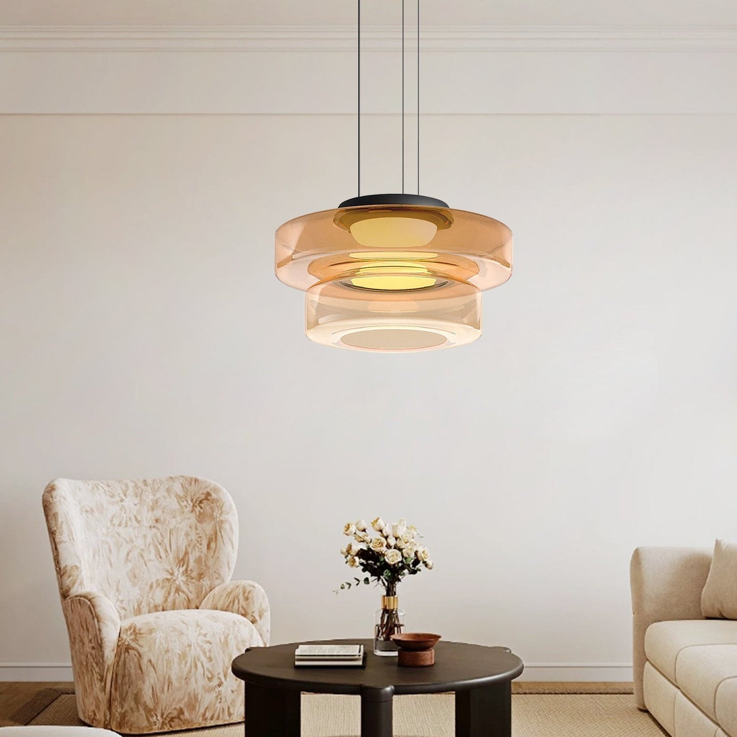 Bauhaus-inspirierte Glas Pendelleuchte mit LED und Höhenverstellung