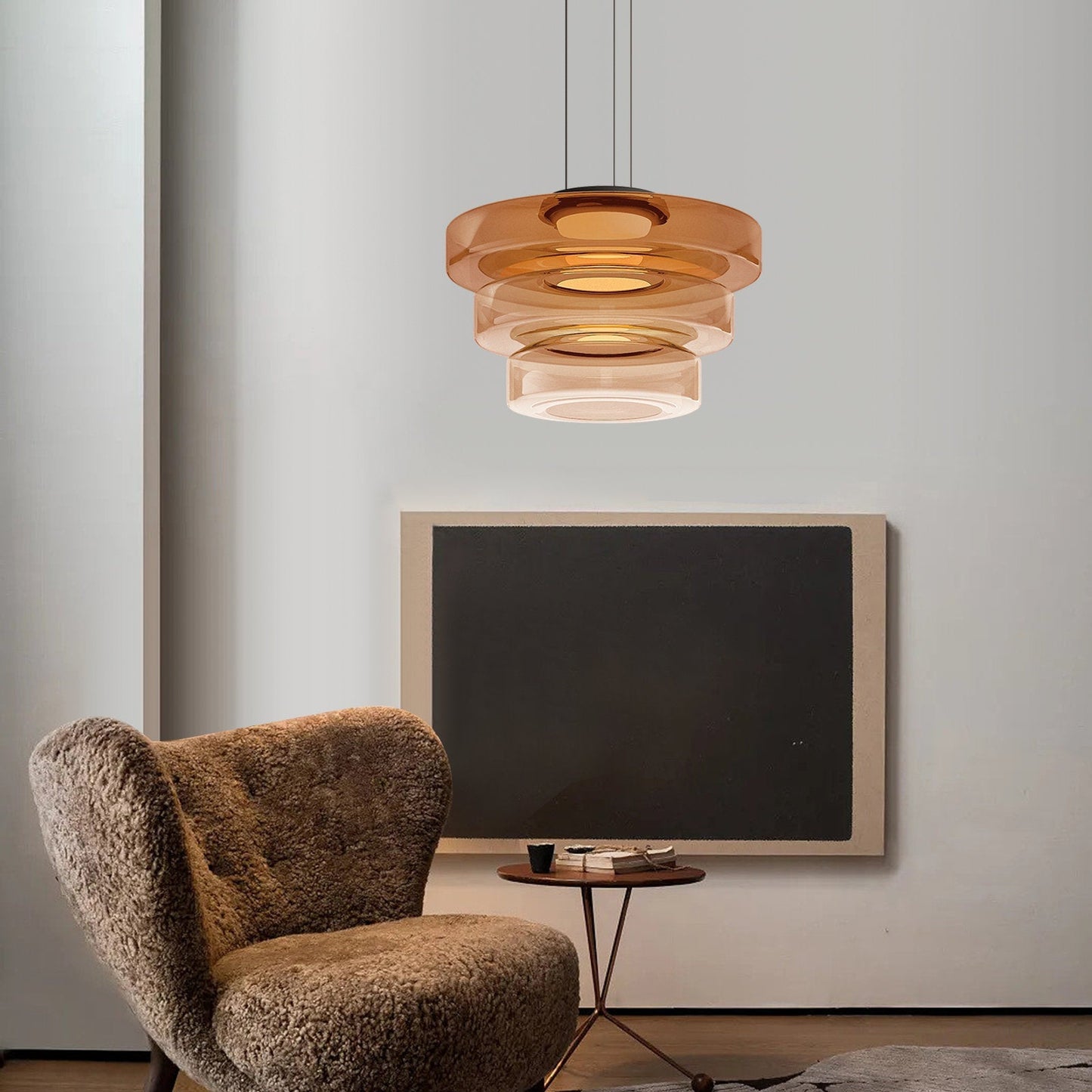 Bauhaus-inspirierte Glas Pendelleuchte mit LED und Höhenverstellung