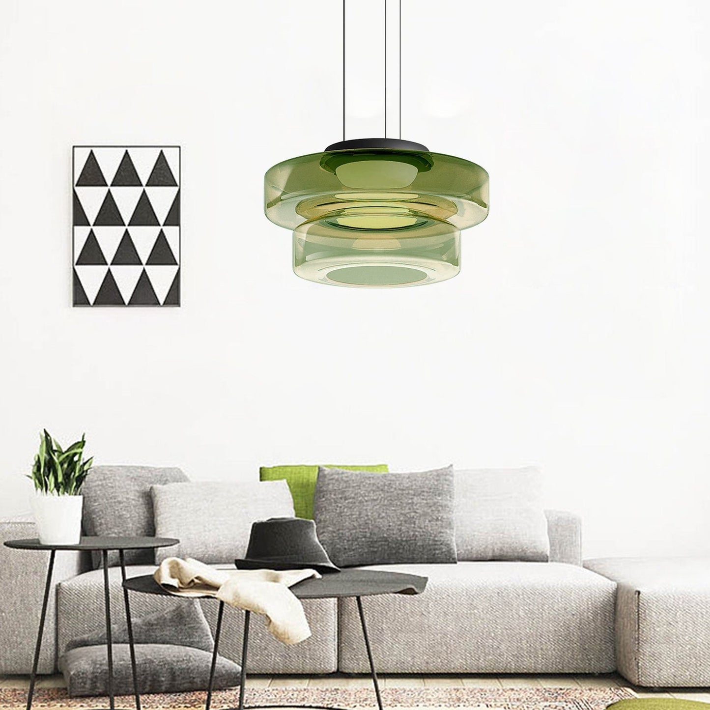 Bauhaus-inspirierte Glas Pendelleuchte mit LED und Höhenverstellung