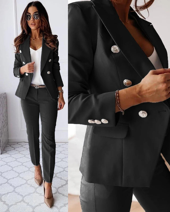 Damen Anzug Set Mit Doppelreihigem Blazer Und Hose