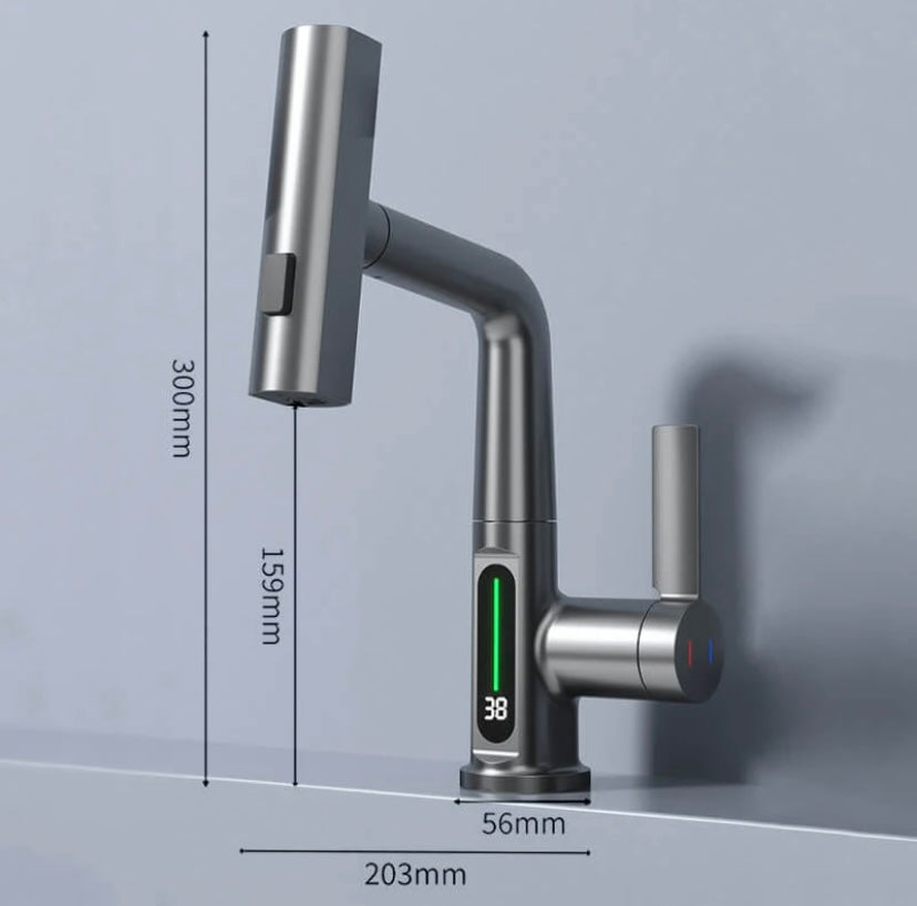 Flexibler Küchen-Wasserhahn mit Display – 360° drehbar & 5 Strahlarten