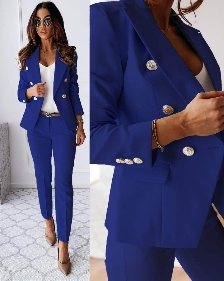 Damen Anzug Set Mit Doppelreihigem Blazer Und Hose