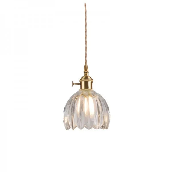 LED Pendelleuchte mit blütenförmigem Glasschirm