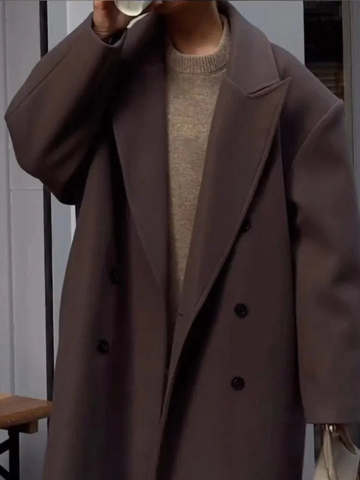 Damen Oversized Mantel Mit Reverskragen Und Doppelt Knopfreihe