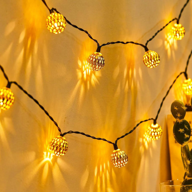 Solarbetriebene LED-Lichterkette – Marokkanischer Stil, Wetterfest & Langlebig