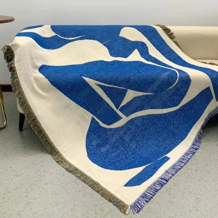Künstlerische Bunte Wohndecke im abstrakten Blue-Woman-Design