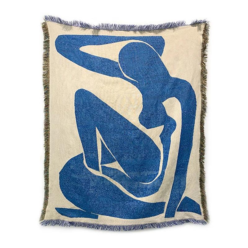 Künstlerische Bunte Wohndecke im abstrakten Blue-Woman-Design