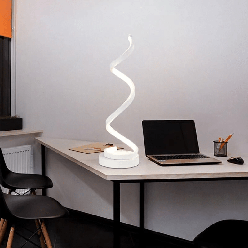 Spiralförmige Tischlampe mit warmem Licht für moderne Wohnräume
