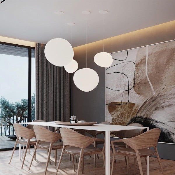Moderne Pendelleuchte mit satiniertem Glas im minimalistischen Cluster-Design