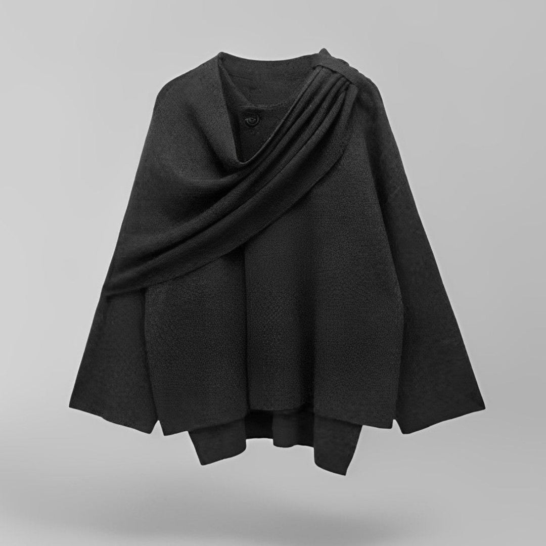 Damen Cape Mantel Mit Asymmetrischem Design