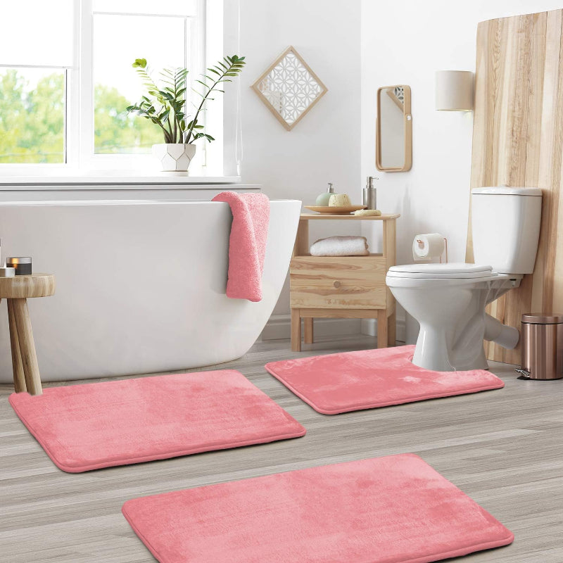 Weiches 3-teiliges Badematten-Set – Memory-Schaum & Rutschfest
