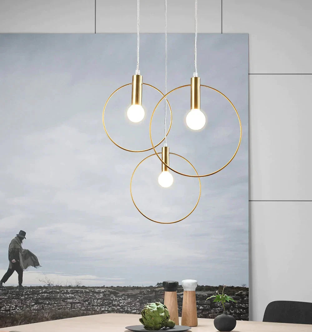 Moderne Ring-Pendelleuchte – Nordic Stil, E14 & goldfarben