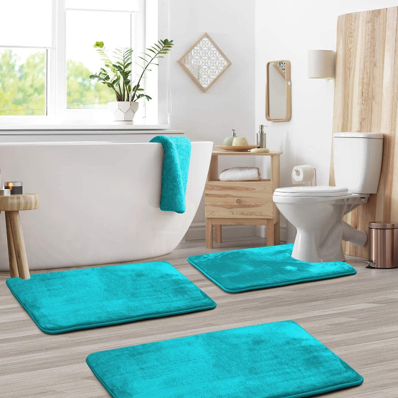 Weiches 3-teiliges Badematten-Set – Memory-Schaum & Rutschfest