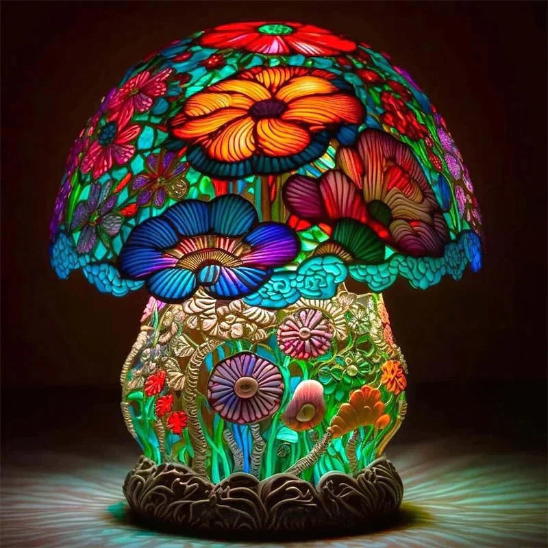 Künstlerische Tischlampe mit Buntglas – Farbenspiel für Ihr Zuhause