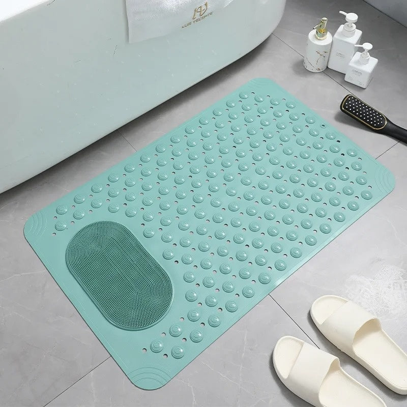 Rutschfeste Duschmatte mit Fußschrubber & Schnellem Wasserablauf