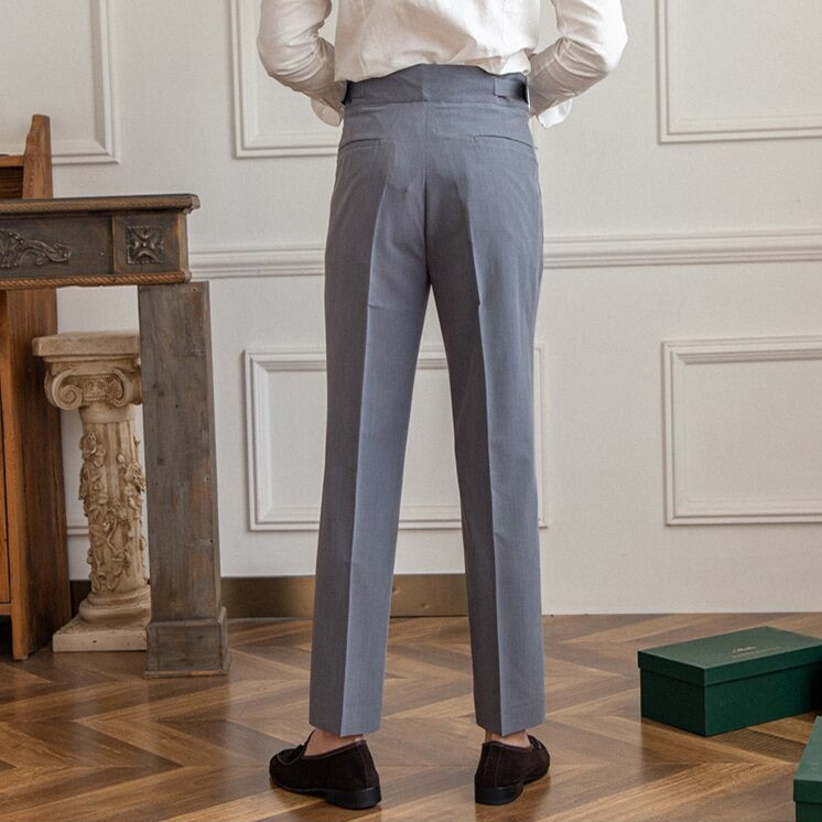 Herren Bundfaltenhose Mit Schnallenverschluss Und Klassischem Schnitt