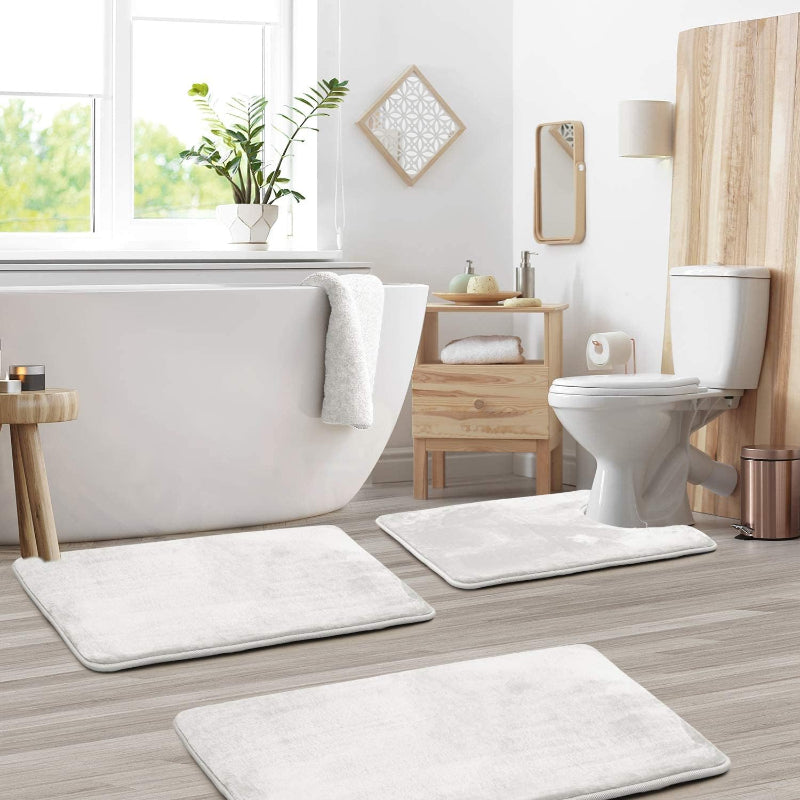 Weiches 3-teiliges Badematten-Set – Memory-Schaum & Rutschfest