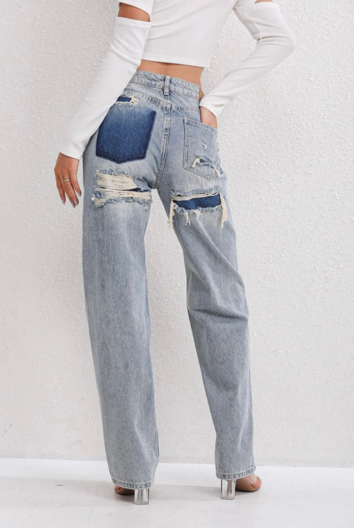 Damen Jeans Mit Vintage-Waschung Und Patch-Details