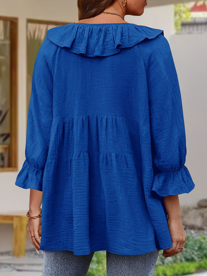 Elegant Ruffled Neckline Blouse for Women