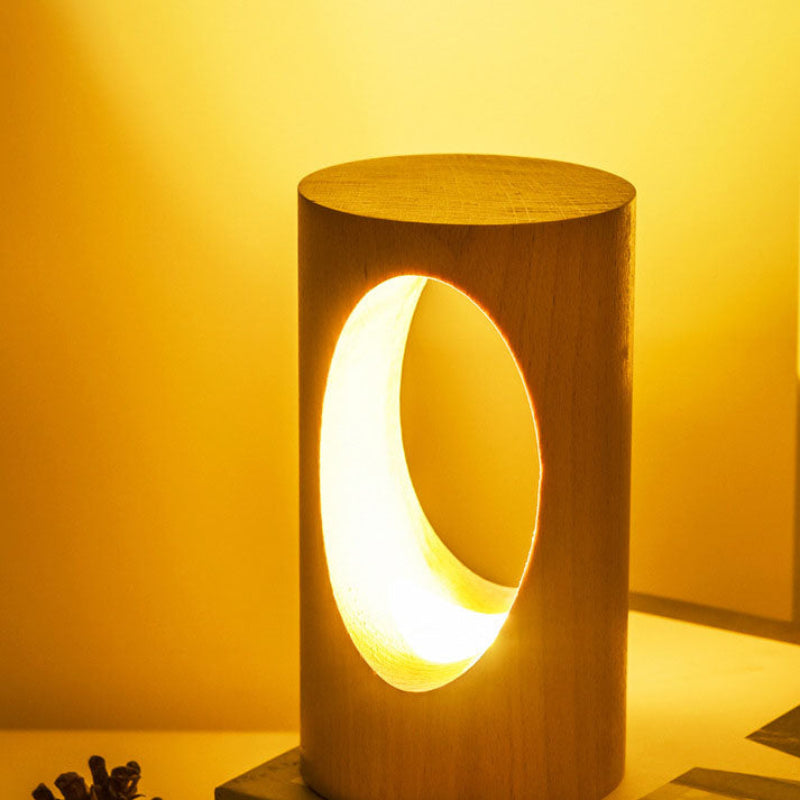 LED Leselampe – Tischlampe aus echtem Holz mit Glasdesign für Wohnzimmer & Schlafzimmer
