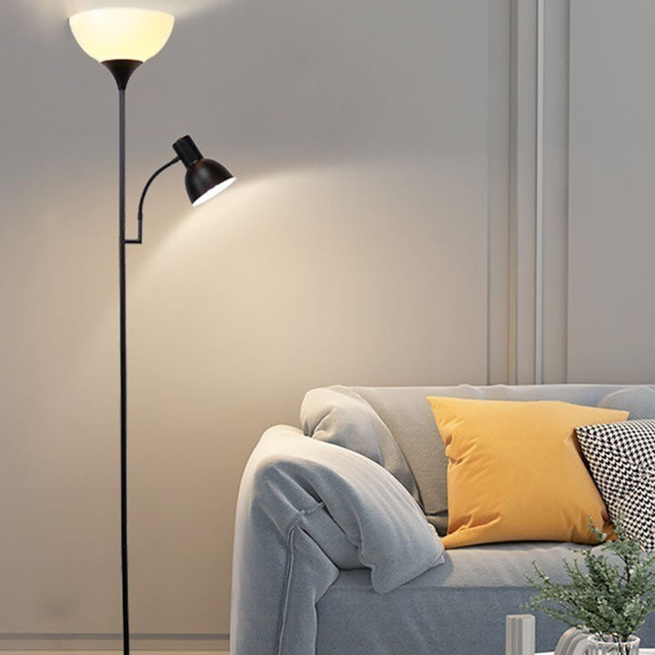 Moderne Stehlampe mit 2 Lichtquellen – Eisen, schwarz oder gold