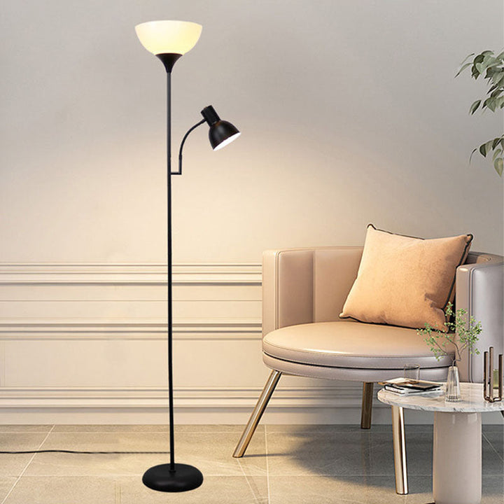 Moderne Stehlampe mit 2 Lichtquellen – Eisen, schwarz oder gold