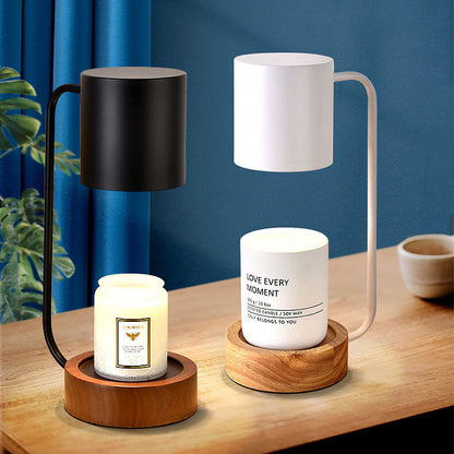 Japanische Tischlampe aus Holz und Metall im minimalistischen Design