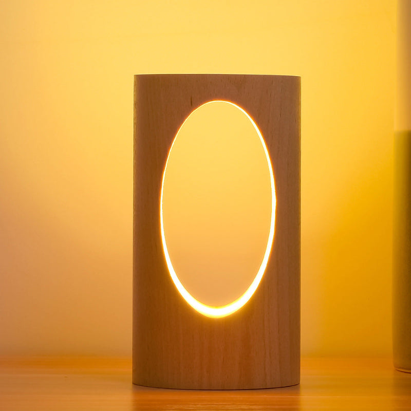 LED Leselampe – Tischlampe aus echtem Holz mit Glasdesign für Wohnzimmer & Schlafzimmer