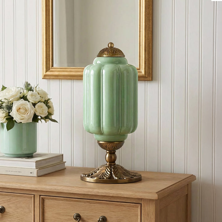 Table Lamp Glass Textured Cream Retro Design