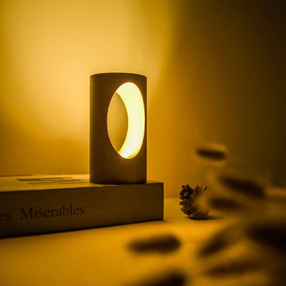 LED Leselampe – Tischlampe aus echtem Holz mit Glasdesign für Wohnzimmer & Schlafzimmer