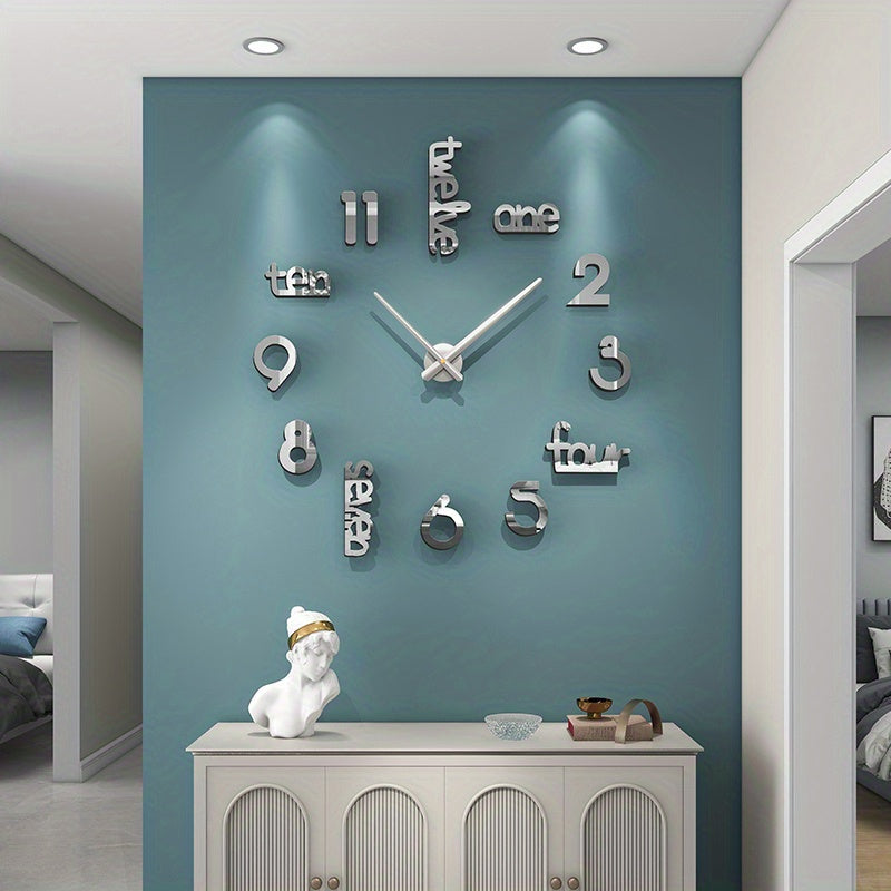 Moderne 3D Wanduhr ohne Rahmen für Wohnzimmer
