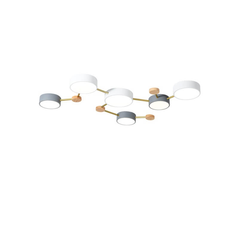 Skandinavische LED Deckenleuchte aus Holz und Metall