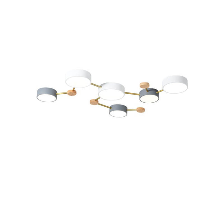Skandinavische LED Deckenleuchte aus Holz und Metall