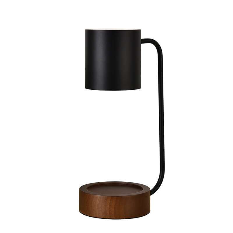 Japanische Tischlampe aus Holz und Metall im minimalistischen Design
