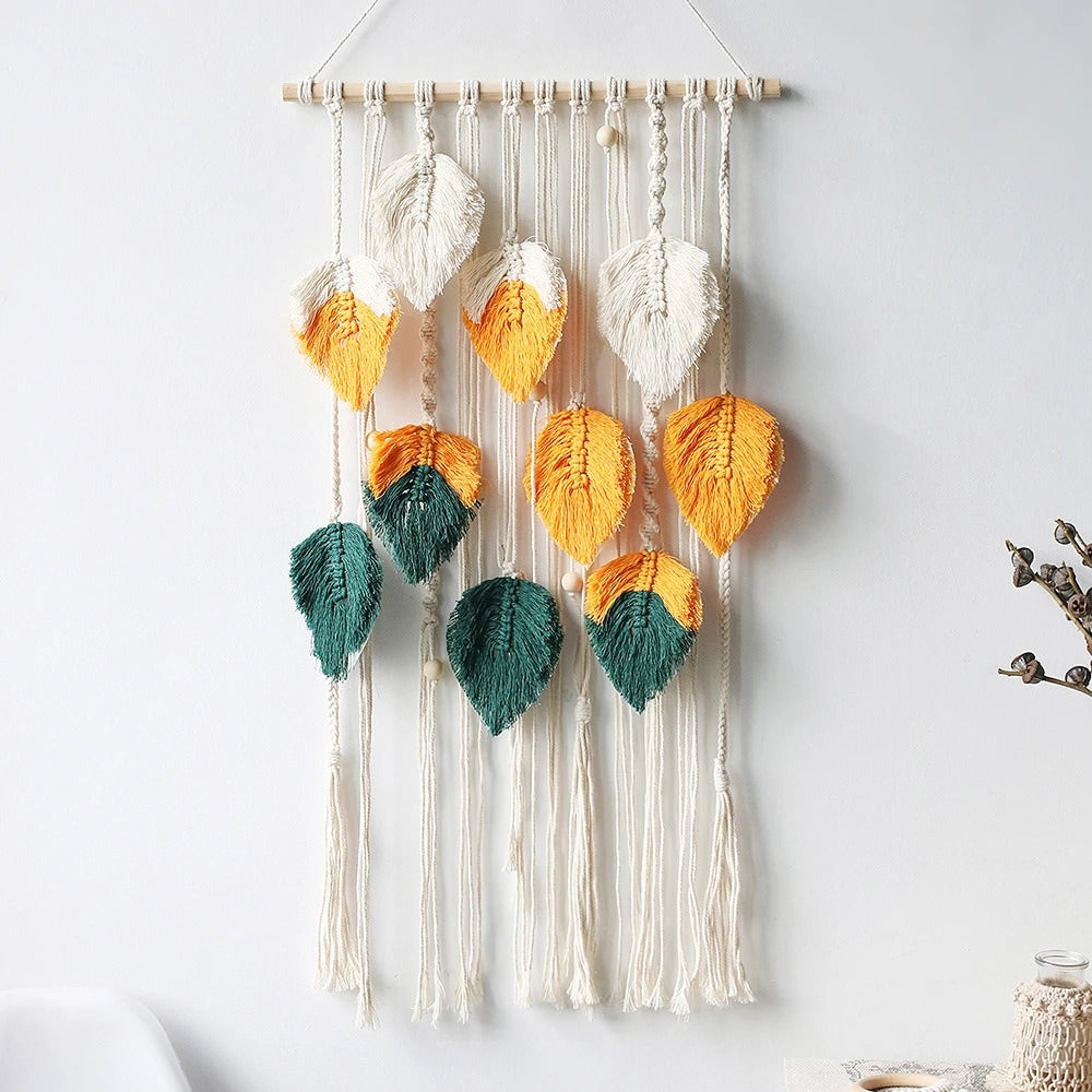 Makramee-Wandbehang Boho-Blatt-Design