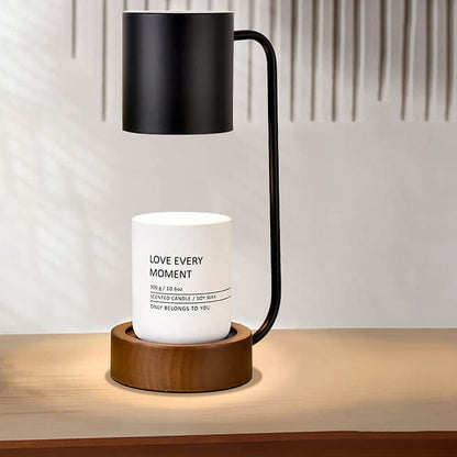 Japanische Tischlampe aus Holz und Metall im minimalistischen Design