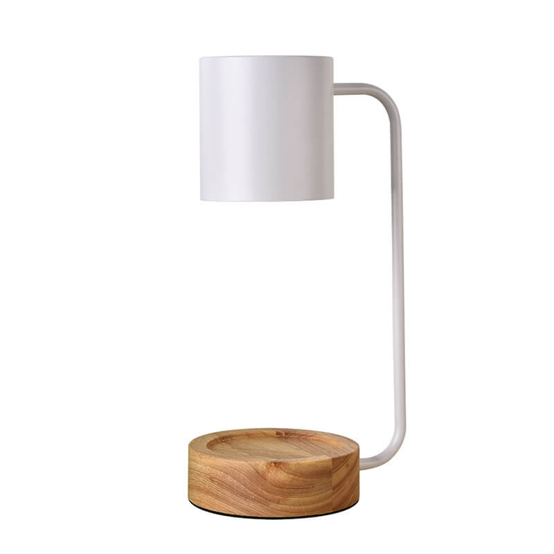 Japanische Tischlampe aus Holz und Metall im minimalistischen Design